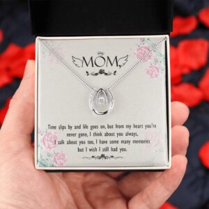 Cubic Zirconia Crystal necklace, White Gold Over Stainless Steel, 0.77” x 0.62” inches, Necklace Gift box
